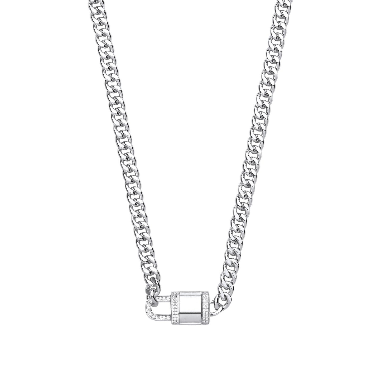 Silver Cubic Zirconia Padlock Choker Necklace - Fine Necklace - Certified Authentic – Luxury Jewellery by Imperial Tim