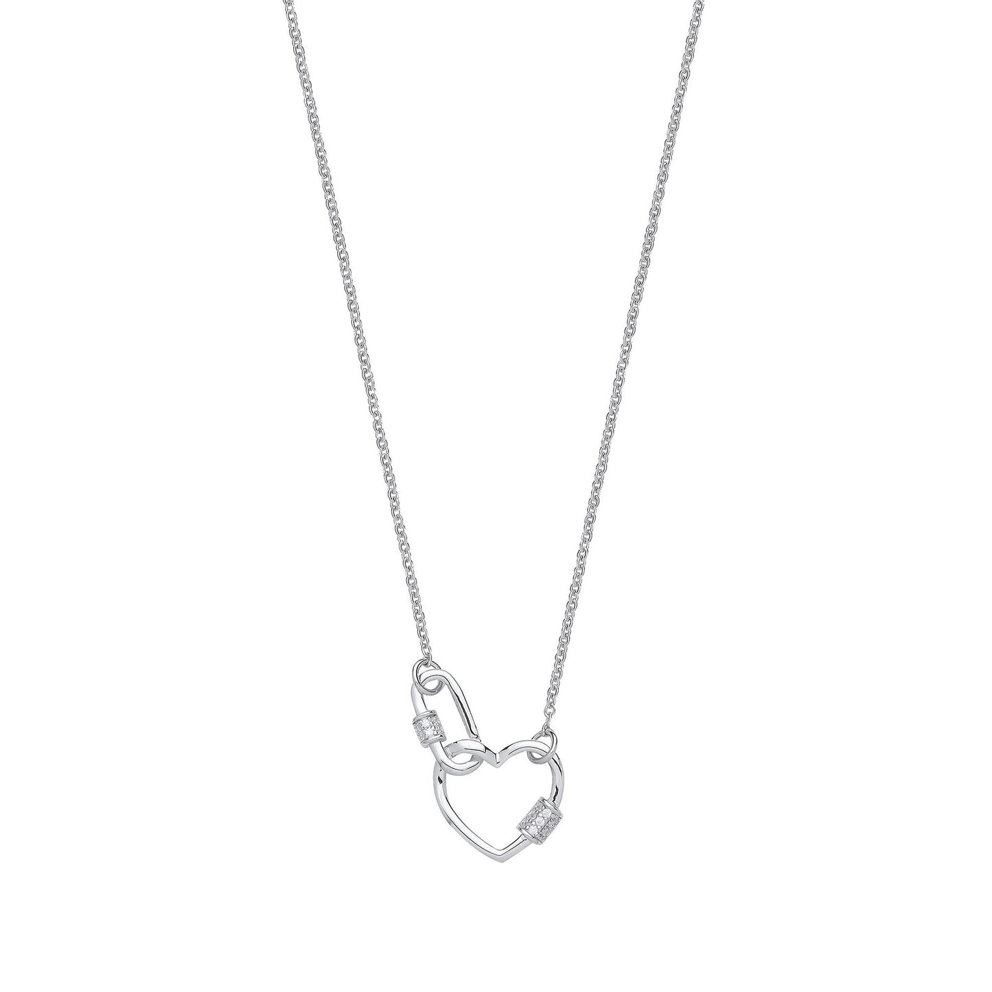 Silver Heart Paper Clip Cubic Zirconia 16" Necklace - Fine Necklace - Certified Authentic – Luxury Jewellery by Imperi