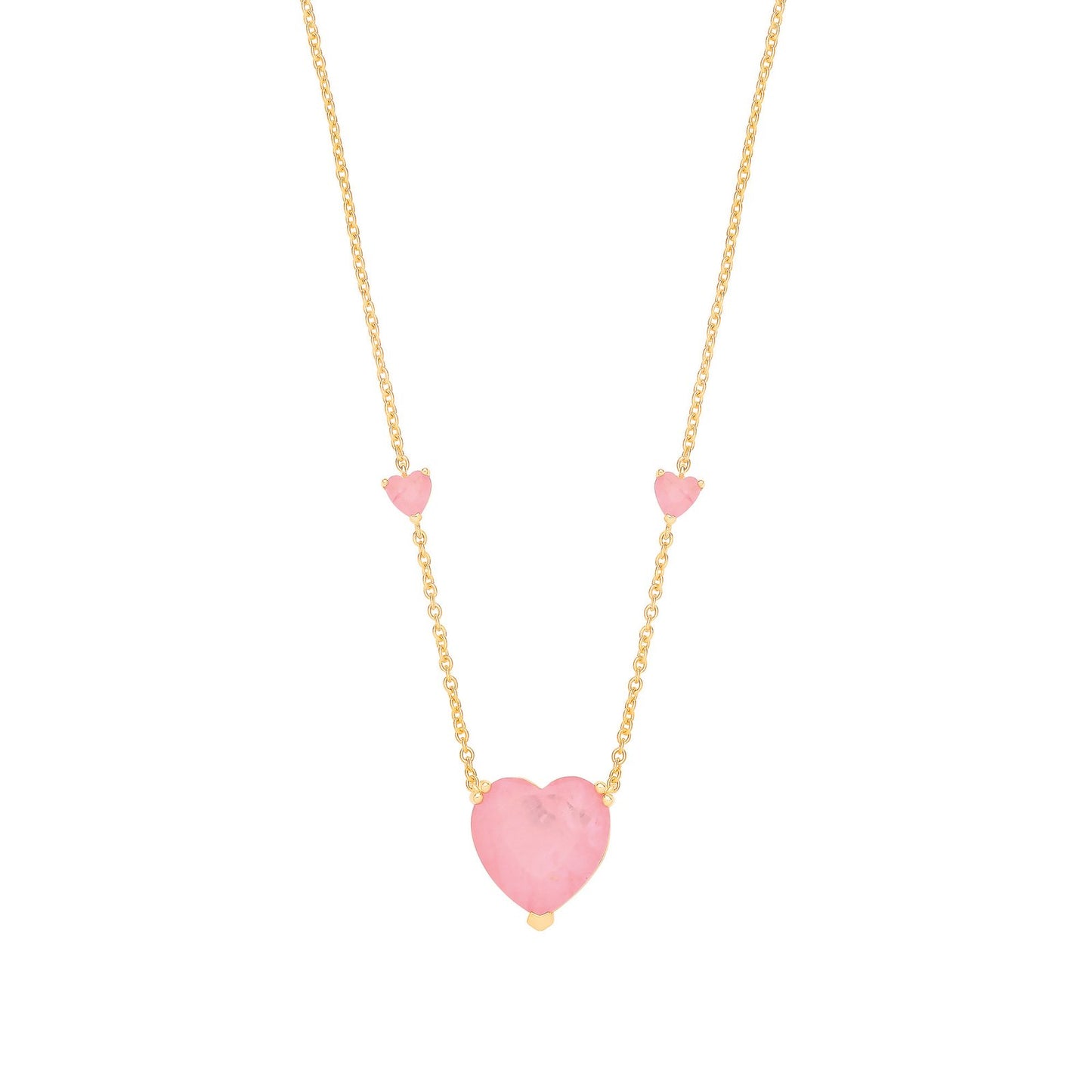 Silver Yellow Gold Plated, Pink Heart Necklace - Fine Necklace - Certified Authentic – Luxury Jewellery by Imperial Ti