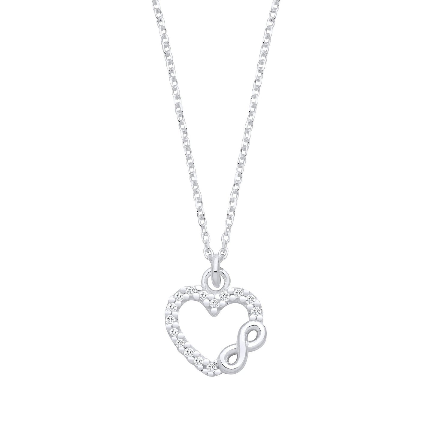 Silver Cubic Zirconia Heart Infinity Pendant Necklace - Fine Necklace - Certified Authentic – Luxury Jewellery by Impe