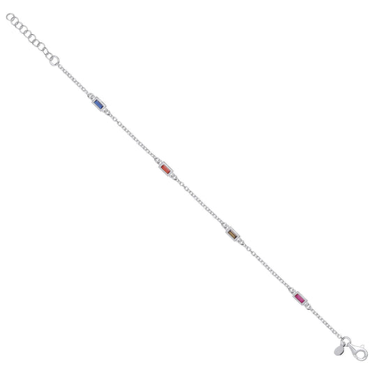 Silver Five Colour Cubic Zirconias Necklace /Bracelet - Fine Bracelet - Certified Authentic – Luxury Jewellery by Impe