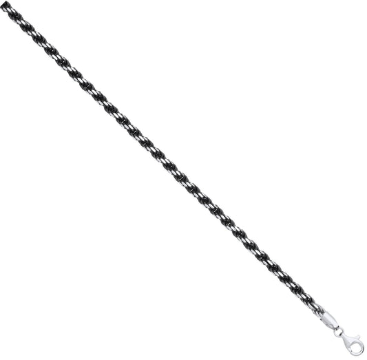 Ruthenium Plated Silver 4.6mm Rope Chain White Tips - Fine Necklace - Certified Authentic – Luxury Jewellery by Imperi