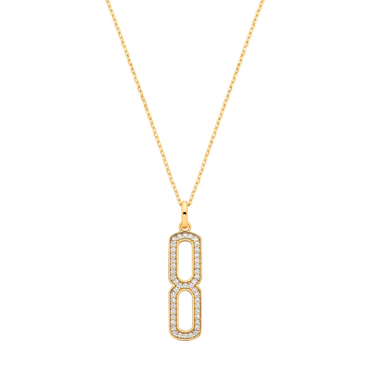 Silver 18ct Yellow Gold Plated Necklace with Cubic Zirconia Paper Clip Drop Pendant - Fine Ne – Luxury Jewellery by Im