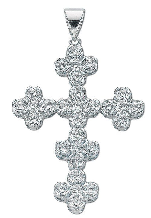 Silver Fancy Cluster Cubic Zirconia Cross - Luxury Watch - Certified Authentic - Swiss Made – Luxury Watch by Imperial