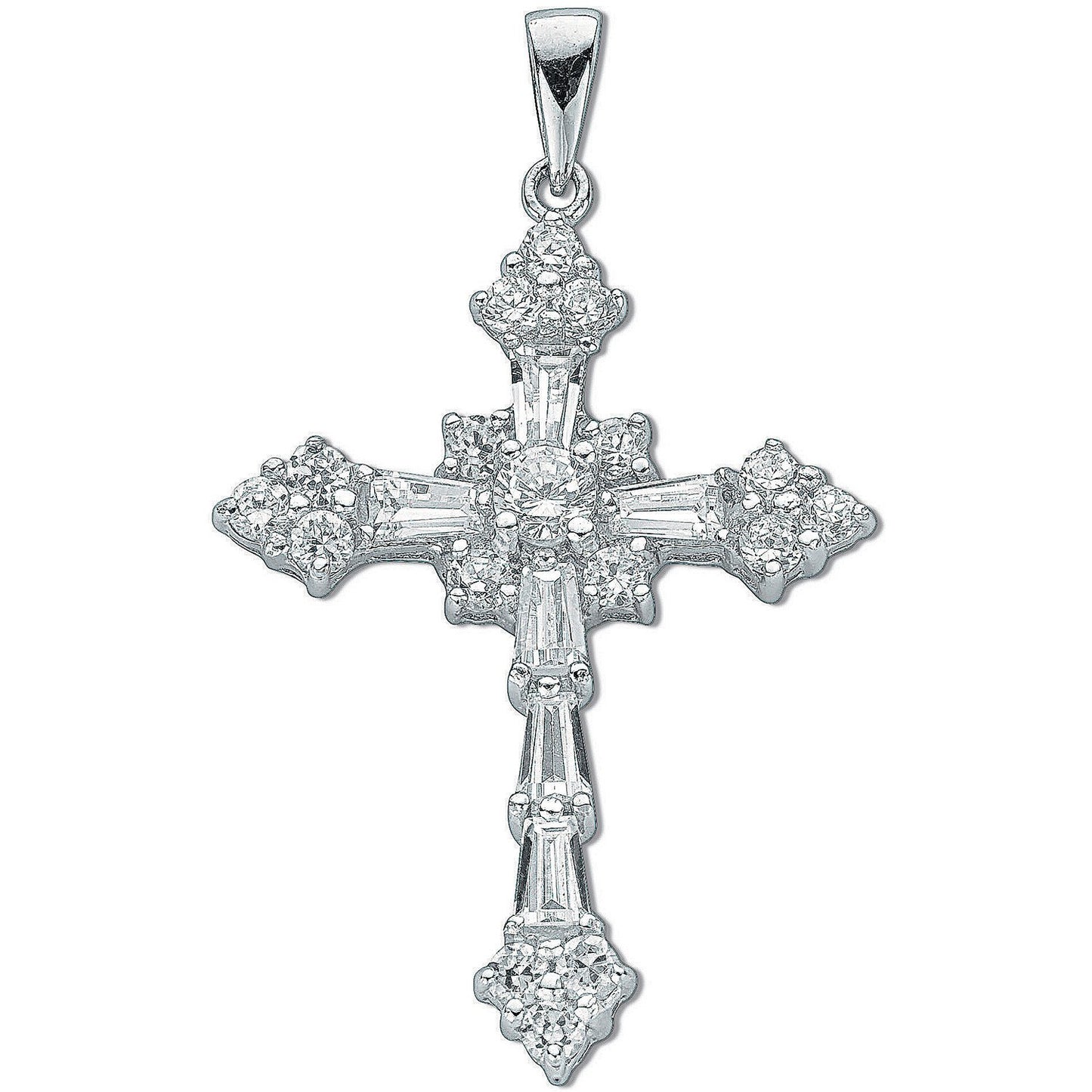 Silver Fancy Baguette Cut Cubic Zirconia Cross - Luxury Watch - Certified Authentic – Luxury Watch by Imperial Time UK