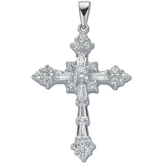 Silver Fancy Baguette Cut Cubic Zirconia Cross - Luxury Watch - Certified Authentic – Luxury Watch by Imperial Time UK