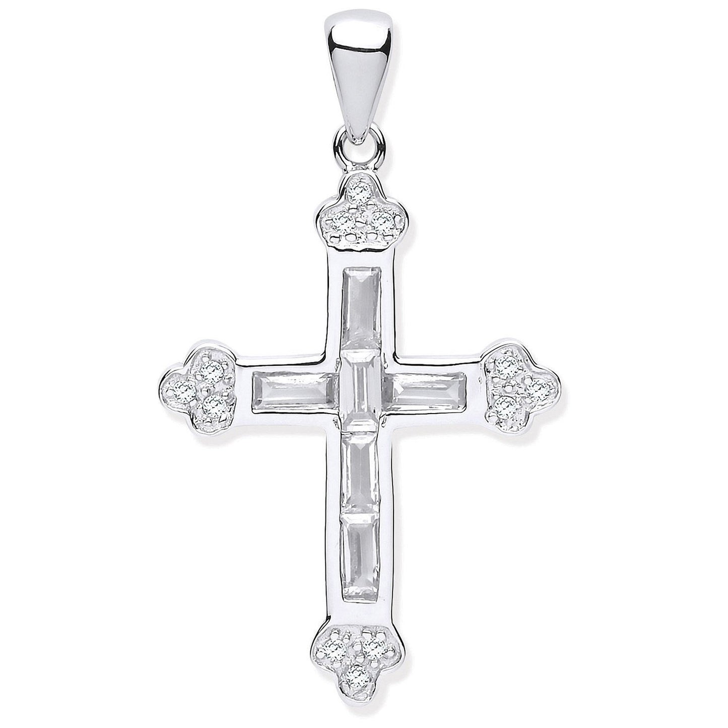 Silver Baguette Cubic Zirconia Cross - Luxury Watch - Certified Authentic - Swiss Made – Luxury Watch by Imperial Time