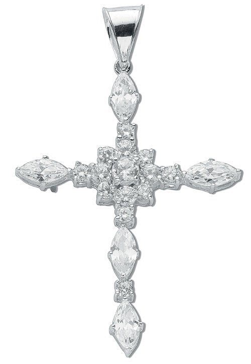 Silver Fancy Marquise Cut Cubic Zirconia Cross - Luxury Watch - Certified Authentic – Luxury Watch by Imperial Time UK