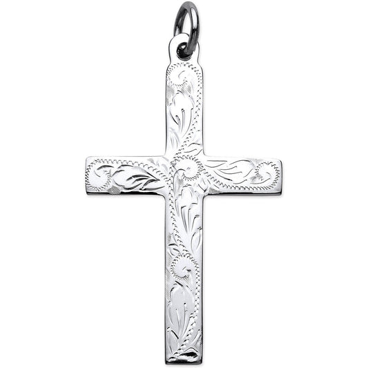 Silver Solid Large Cross with Design and Plain Back - Luxury Watch - Certified Authentic – Luxury Watch by Imperial Ti
