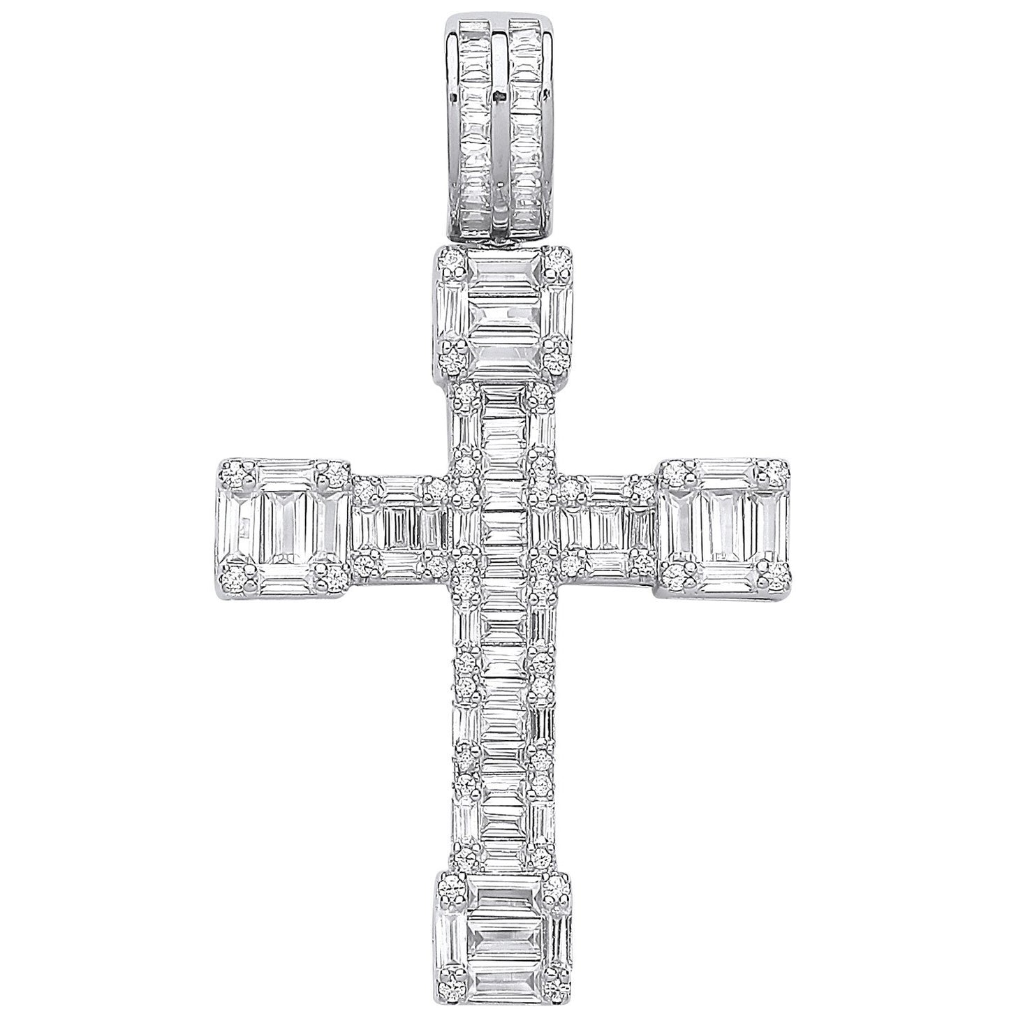 Silver Cubic Zirconia Baguettes Fancy Cross - Luxury Watch - Certified Authentic - Swiss Made – Luxury Watch by Imperi