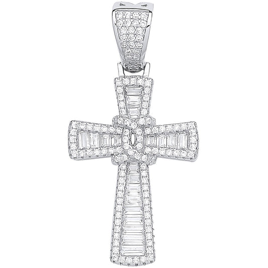 Silver Baguettes & Round Cubic Zirconias Cross - Luxury Watch - Certified Authentic – Luxury Watch by Imperial Time UK