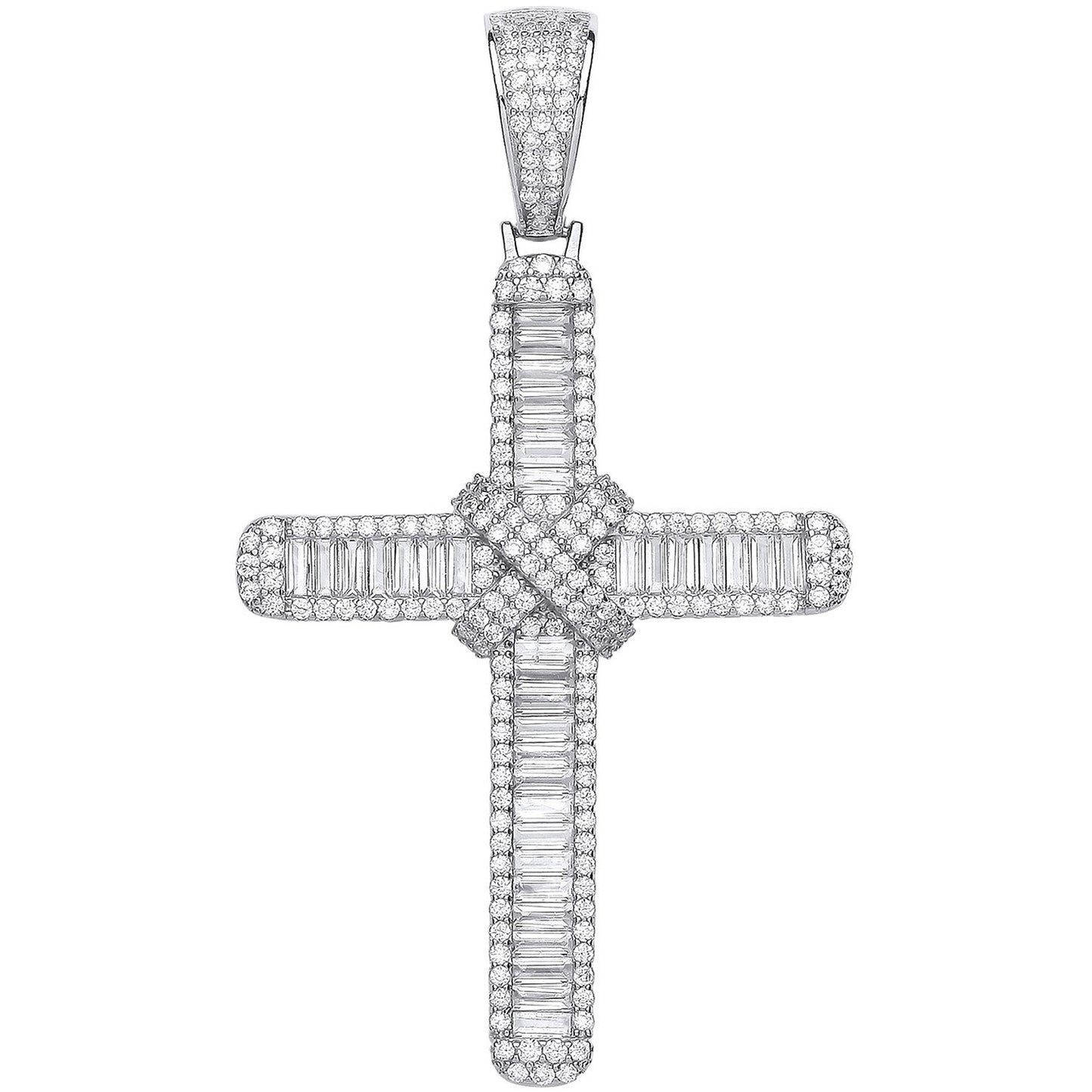 Silver Baguettes & Round Cubic Zirconias Large Cross - Luxury Watch - Certified Authentic – Luxury Watch by Imperial T