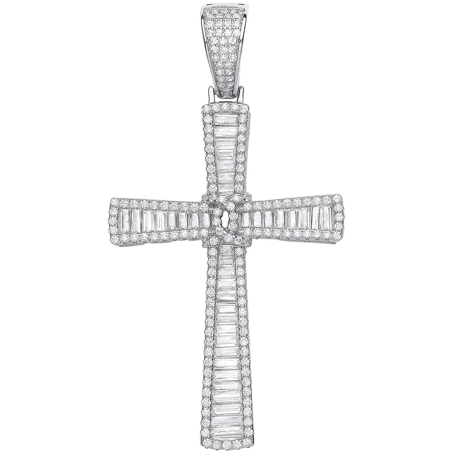 Silver Baguettes & Round Cubic Zirconias Large Cross - Luxury Watch - Certified Authentic – Luxury Watch by Imperial T