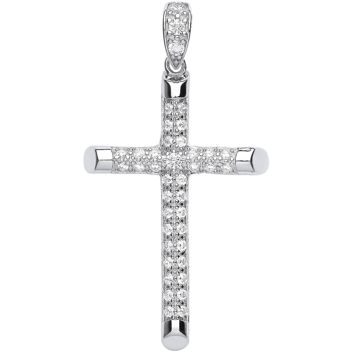 Silver Large Cubic Zirconia Cross - Luxury Watch - Certified Authentic - Swiss Made – Luxury Watch by Imperial Time UK