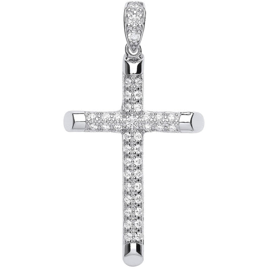Silver Large Cubic Zirconia Cross - Luxury Watch - Certified Authentic - Swiss Made – Luxury Watch by Imperial Time UK