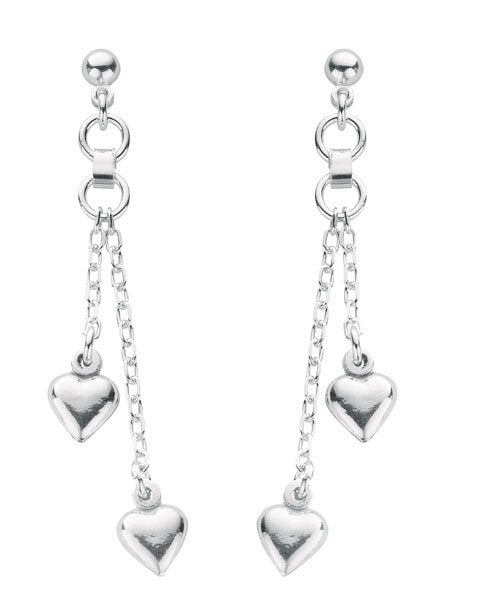 Silver 2-Strand Heart Drop Earrings - Fine Ring - Certified Authentic - Swiss Made - UK Stock – Luxury Jewellery by Im