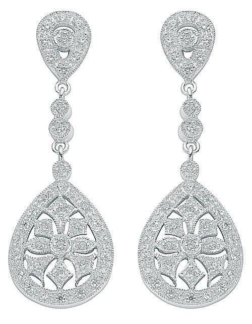 Silver Chandelier Cubic Zirconia Drop Earrings - Fine Ring - Certified Authentic - Swiss Made – Luxury Jewellery by Im