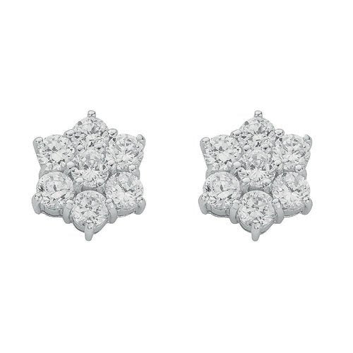 Silver Fancy Cluster Cubic Zirconia Stud Earrings - Fine Ring - Certified Authentic – Luxury Jewellery by Imperial Tim
