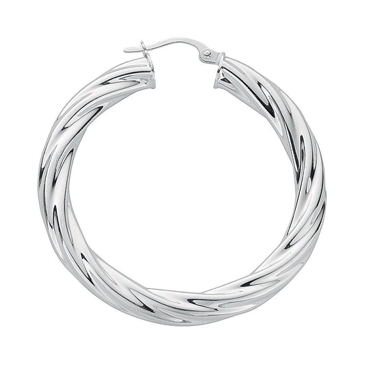 Silver Twisted Hoop Earrings - Fine Ring - Certified Authentic - Swiss Made - UK Stock – Luxury Jewellery by Imperial