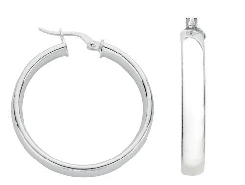 Silver D Shaped Hoop Earrings - Fine Ring - Certified Authentic - Swiss Made - UK Stock – Luxury Jewellery by Imperial