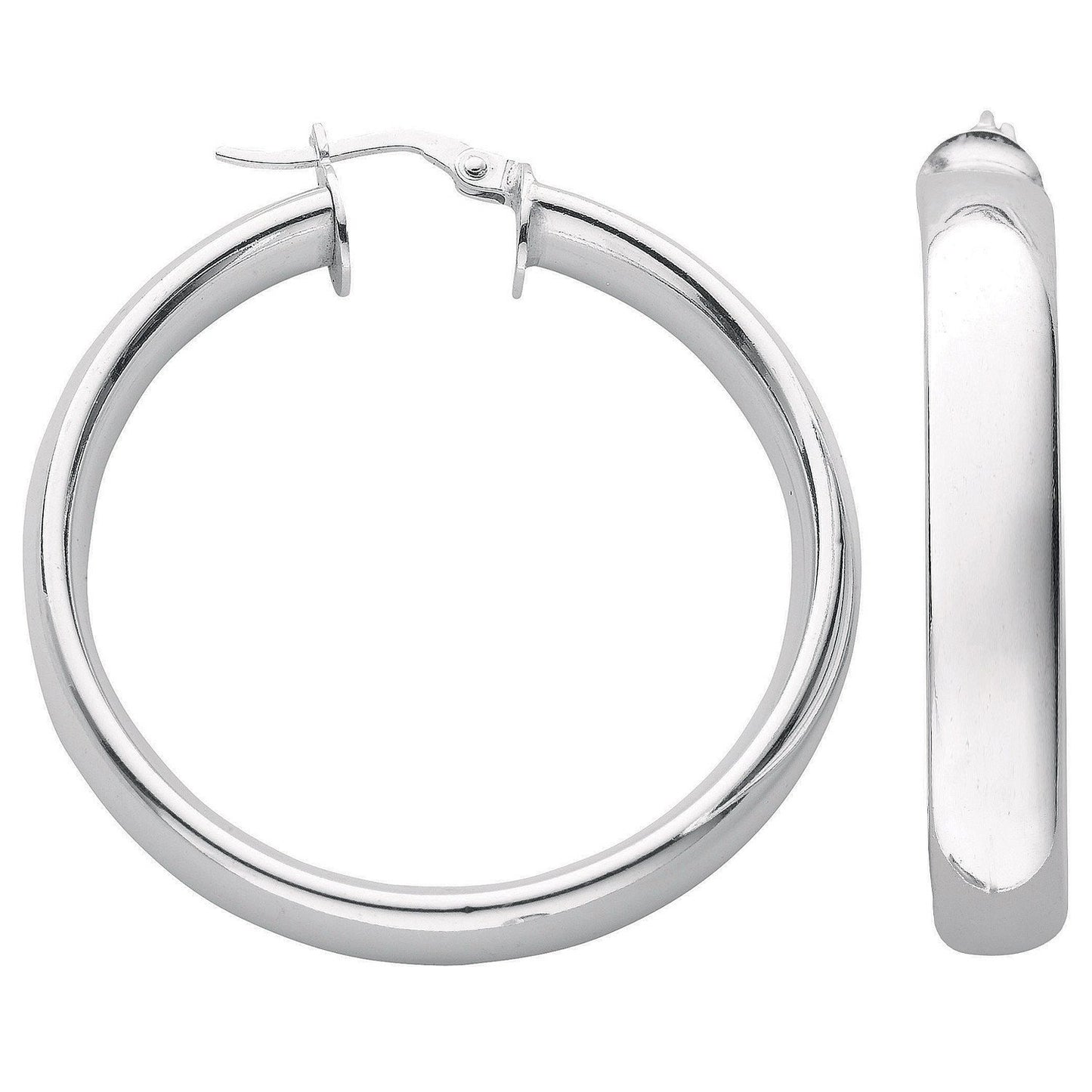 Silver D Shaped Hoop Earrings - Fine Ring - Certified Authentic - Swiss Made - UK Stock – Luxury Jewellery by Imperial