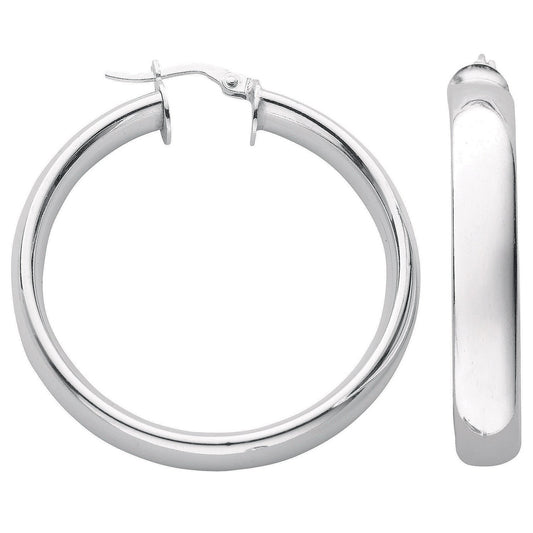Silver D Shaped Hoop Earrings - Fine Ring - Certified Authentic - Swiss Made - UK Stock – Luxury Jewellery by Imperial