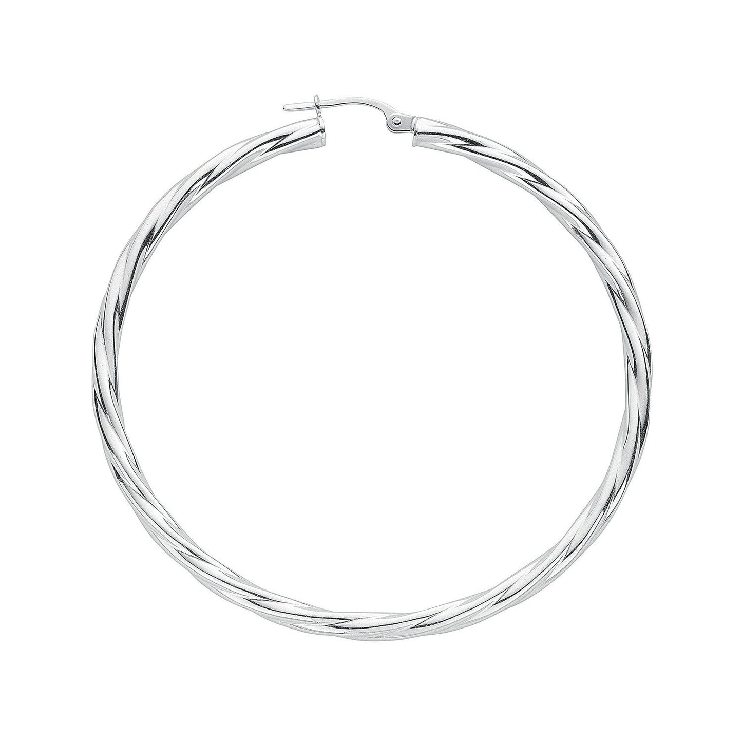 Silver Twisted Large Hoop Earrings - Fine Ring - Certified Authentic - Swiss Made - UK Stock – Luxury Jewellery by Imp