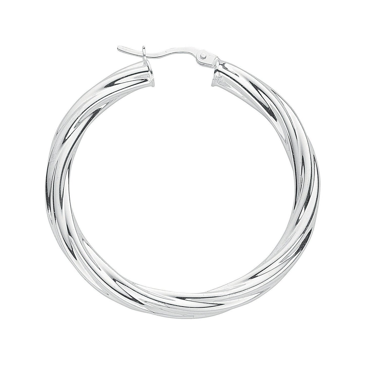 Silver Twisted Hoop Earrings - Fine Ring - Certified Authentic - Swiss Made - UK Stock – Luxury Jewellery by Imperial