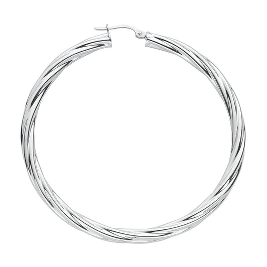 Silver Twisted Hoop Earrings - Fine Ring - Certified Authentic - Swiss Made - UK Stock – Luxury Jewellery by Imperial