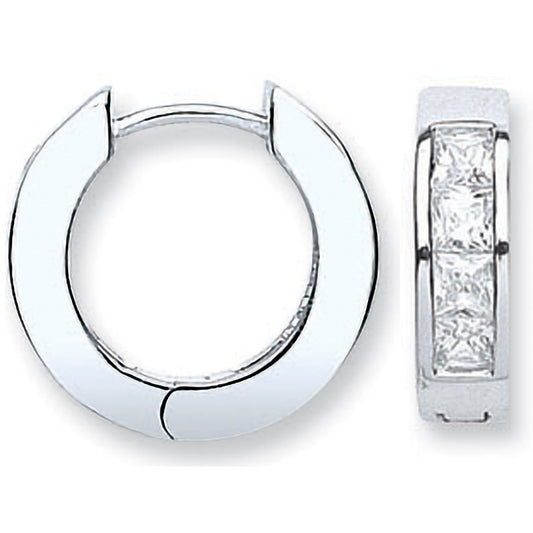 Silver Cubic Zirconia Princess Cut Huggies - Luxury Watch - Certified Authentic - Swiss Made – Luxury Watch by Imperia