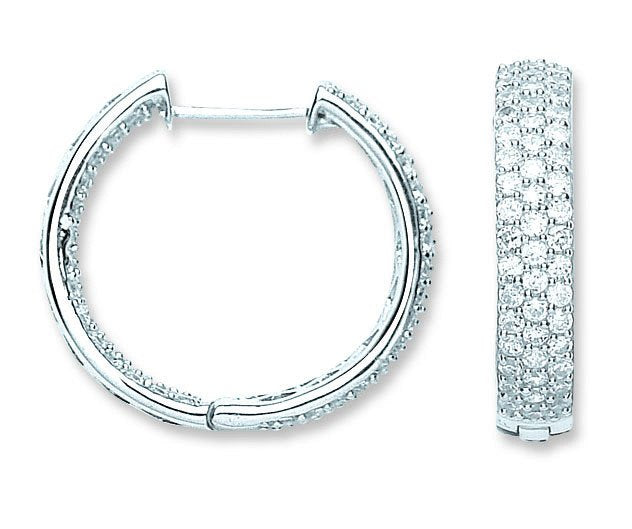 Silver Pave Set Cubic Zirconia Hoop Earrings - Fine Ring - Certified Authentic - Swiss Made – Luxury Jewellery by Impe