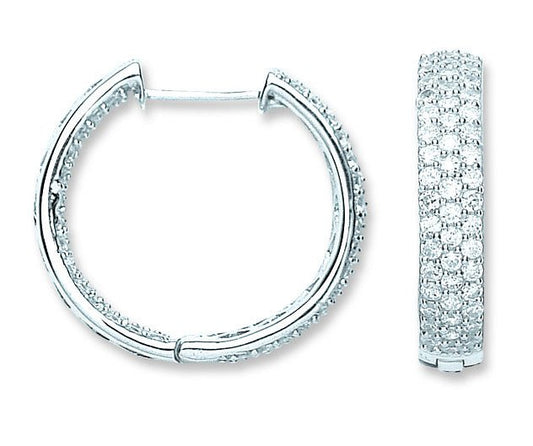 Silver Pave Set Cubic Zirconia Hoop Earrings - Fine Ring - Certified Authentic - Swiss Made – Luxury Jewellery by Impe