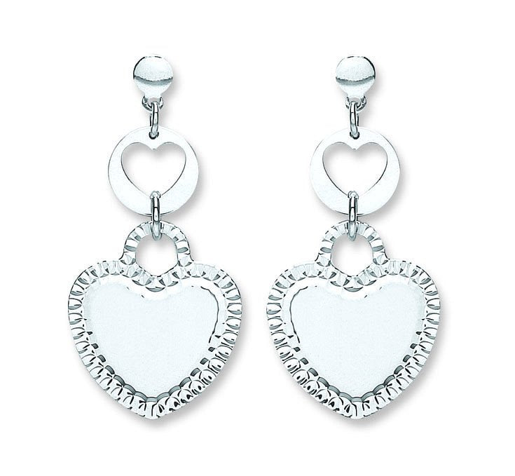 Silver Heart Drop Earrings - Fine Ring - Certified Authentic - Swiss Made - UK Stock – Luxury Jewellery by Imperial Ti