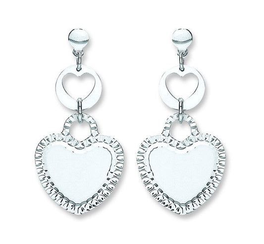 Silver Heart Drop Earrings - Fine Ring - Certified Authentic - Swiss Made - UK Stock – Luxury Jewellery by Imperial Ti