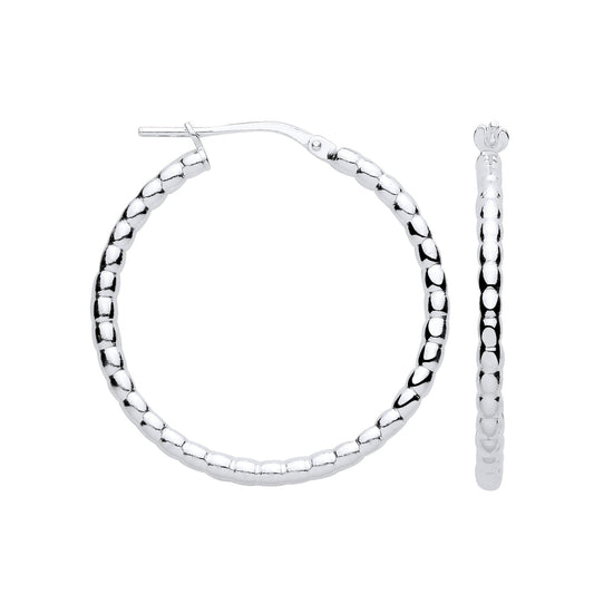 Silver Bead 30mm Hoop Earrings - Fine Ring - Certified Authentic - Swiss Made - UK Stock – Luxury Jewellery by Imperia