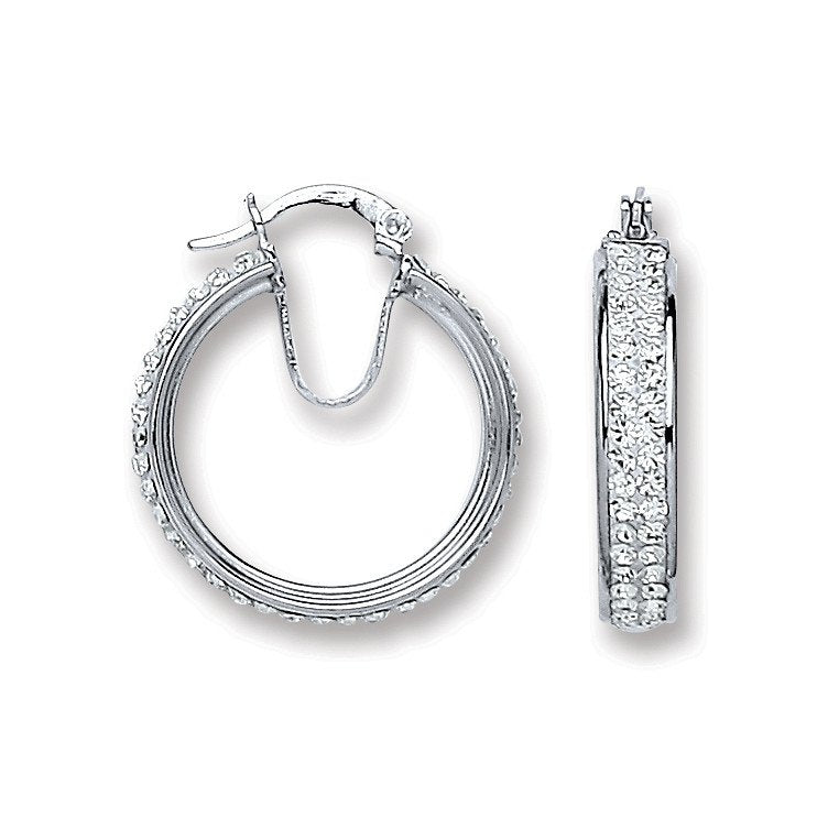 Silver Small Hoop Crystal Earrings - Fine Ring - Certified Authentic - Swiss Made - UK Stock – Luxury Jewellery by Imp