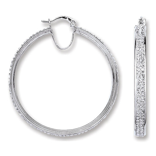 Silver Extra Large Hoop Crystal Earrings - Fine Ring - Certified Authentic - Swiss Made – Luxury Jewellery by Imperial