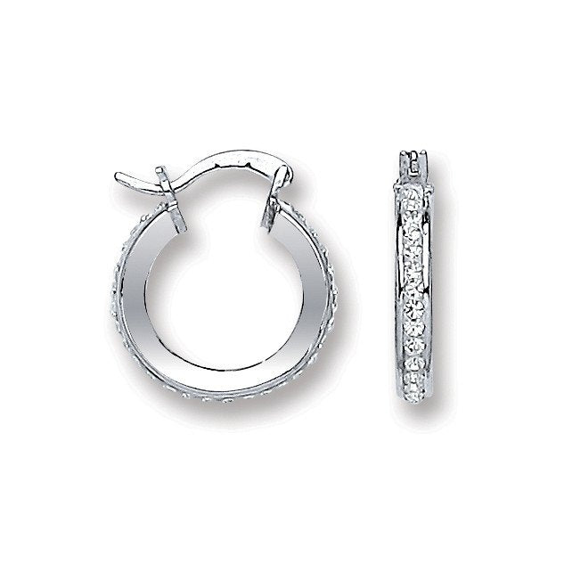Silver Single Row Crystal Hoop Earrings - Fine Ring - Certified Authentic - Swiss Made – Luxury Jewellery by Imperial