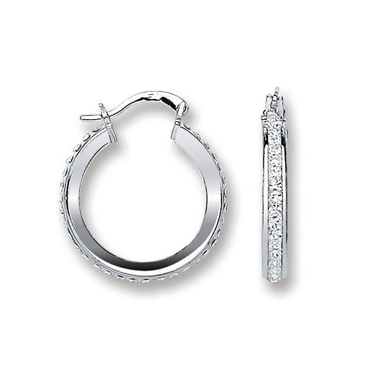 Silver Single Row Crystal Hoop Earrings - Fine Ring - Certified Authentic - Swiss Made – Luxury Jewellery by Imperial