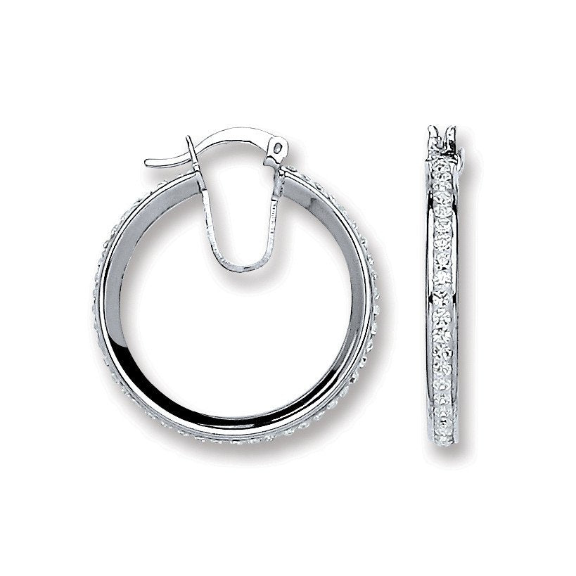 Silver Single Row Crystal Hoop Earrings - Fine Ring - Certified Authentic - Swiss Made – Luxury Jewellery by Imperial