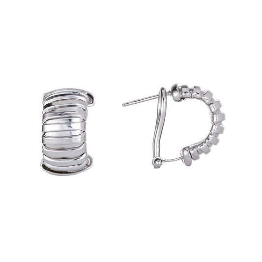 Silver Ribbed Earrings - Fine Ring - Certified Authentic - Swiss Made - UK Stock - Insured De – Luxury Jewellery by Im