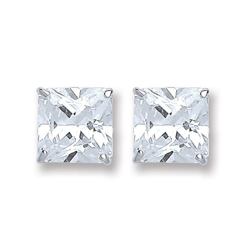 Silver Princess Cut Cubic Zirconia 6mm Studs - Luxury Watch - Certified Authentic - Swiss Mad – Luxury Watch by Imperi