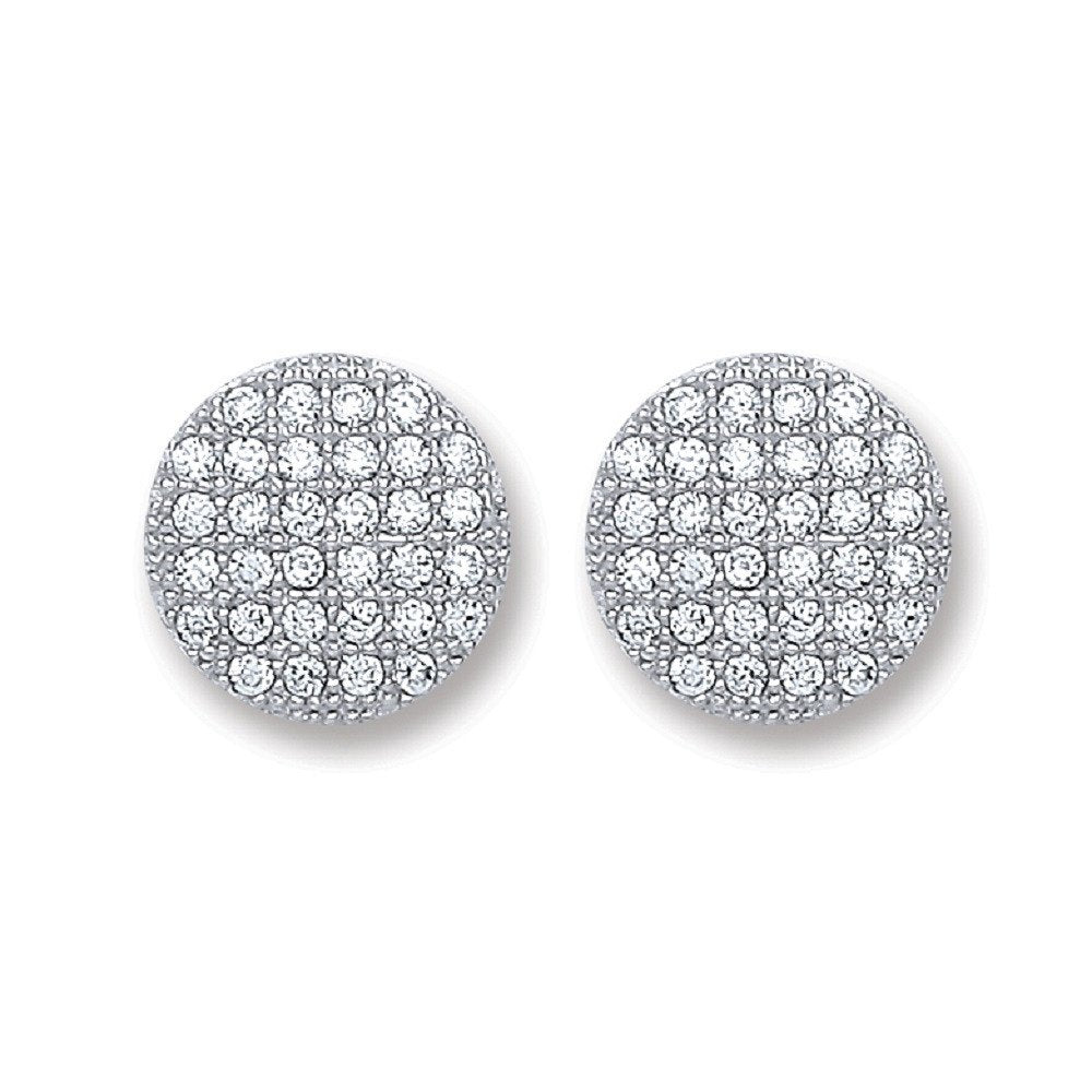 Silver Button Cubic Zirconia Stud Earrings - Fine Ring - Certified Authentic - Swiss Made – Luxury Jewellery by Imperi