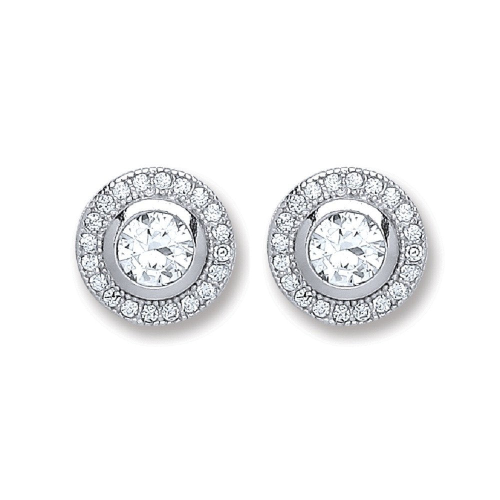 Silver Round Cubic Zirconia Stud Earrings - Fine Ring - Certified Authentic - Swiss Made – Luxury Jewellery by Imperia