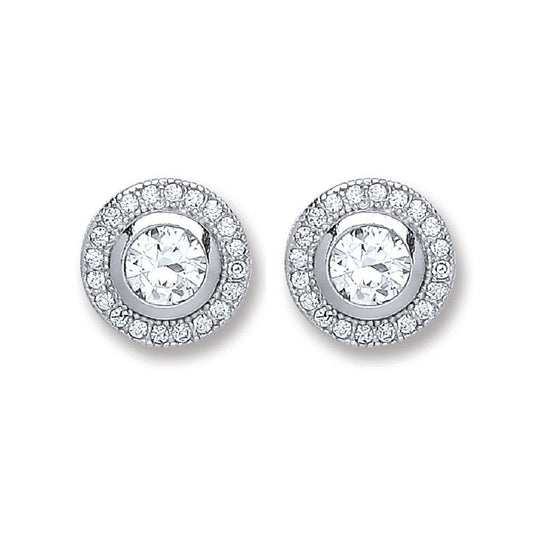 Silver Round Cubic Zirconia Stud Earrings - Fine Ring - Certified Authentic - Swiss Made – Luxury Jewellery by Imperia
