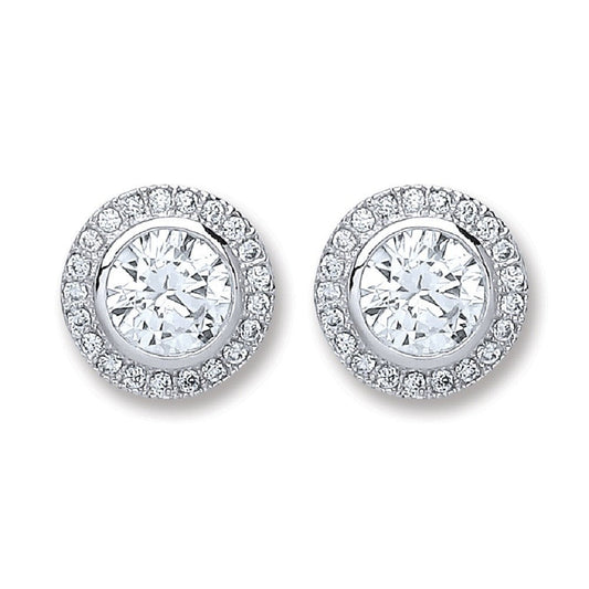 Silver Round Cubic Zirconia Stud Earrings - Fine Ring - Certified Authentic - Swiss Made – Luxury Jewellery by Imperia
