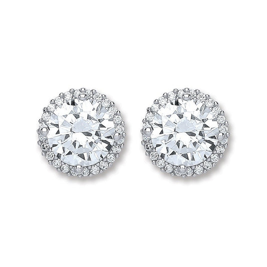 Silver Cubic Zirconia Round Stud Earrings - Fine Ring - Certified Authentic - Swiss Made – Luxury Jewellery by Imperia