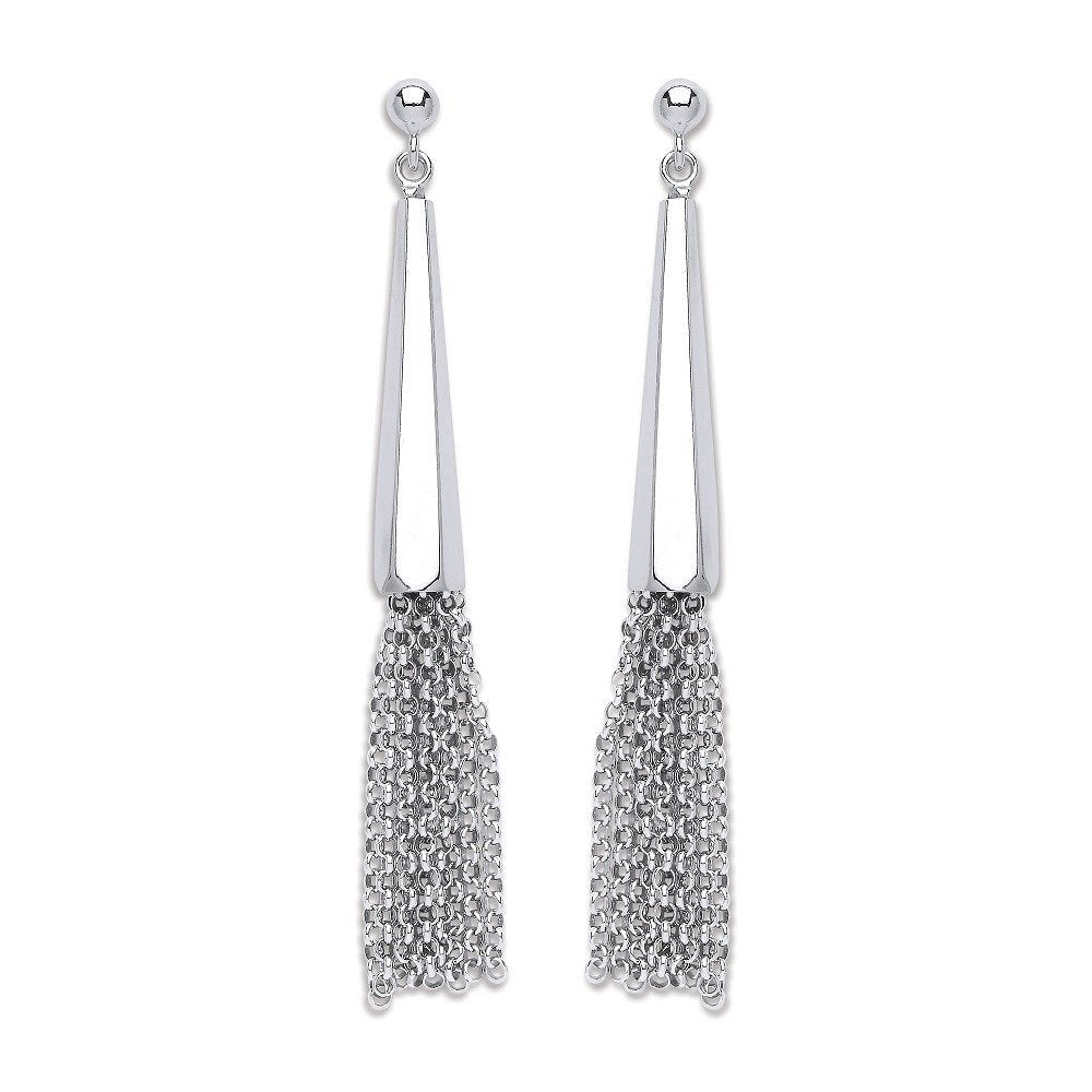 Silver Drop with Tassel Earrings - Fine Ring - Certified Authentic - Swiss Made - UK Stock – Luxury Jewellery by Imper