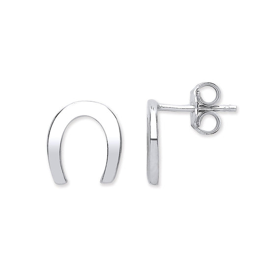 Silver Lucky Horseshoe Stud Earrings - Fine Ring - Certified Authentic - Swiss Made – Luxury Jewellery by Imperial Tim