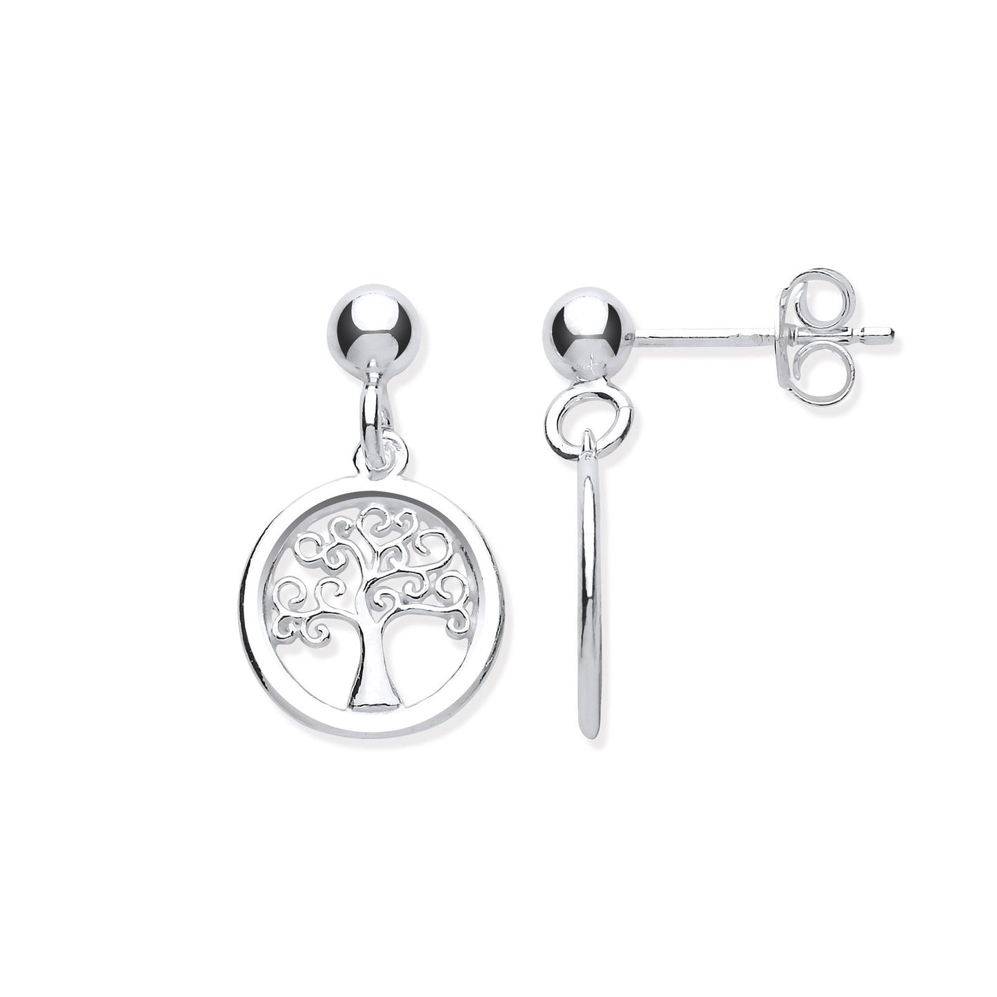Silver Tree of Life Drop Earrings - Fine Ring - Certified Authentic - Swiss Made - UK Stock – Luxury Jewellery by Impe